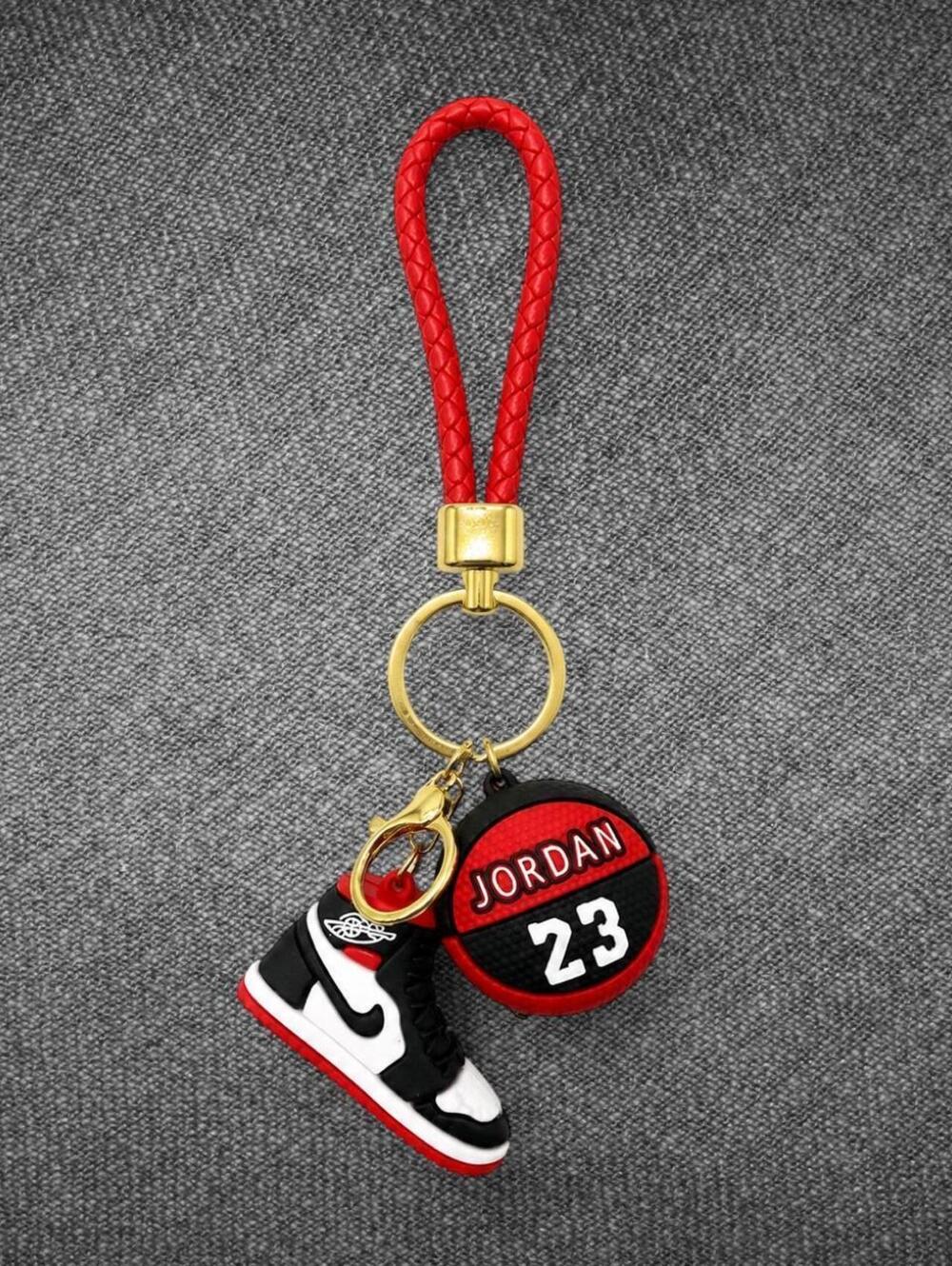 Basketball Sneaker Keychain Red Black Gold